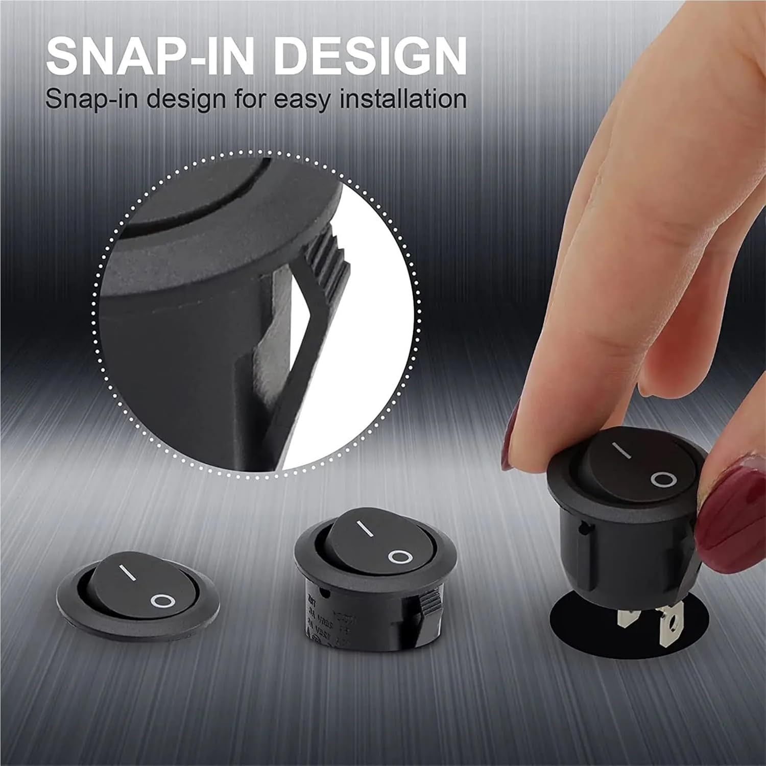 6Pcs Mini Rocker 12 Volt ON Off Toggle Switch with Pre-Wired 6A/250V 10A/125V AC 12V DC Electrical Switches for DIY Apply(Black)