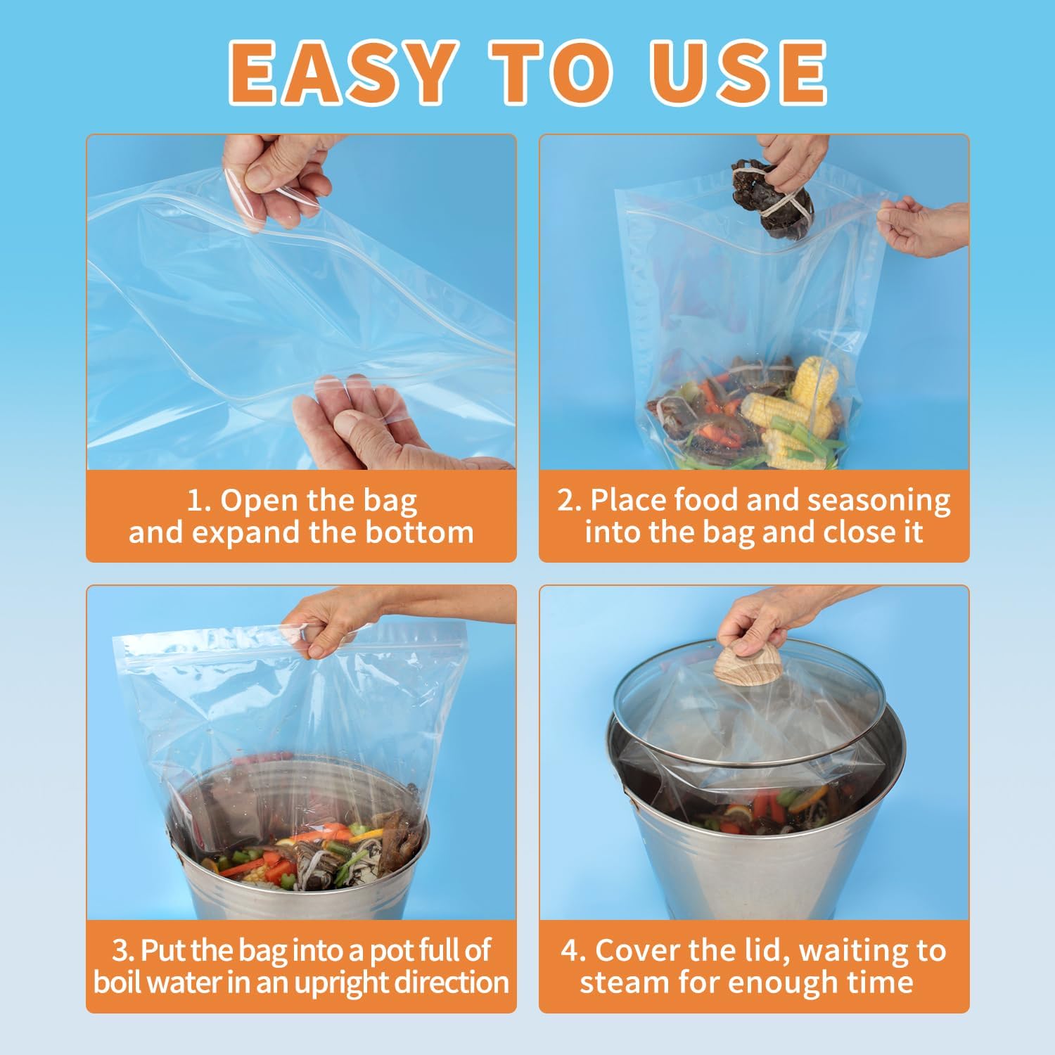 10×Seafood Boil Bags Medium Size Boil Bag for fish, crab, shrimp, and veggies - cooking and storage bag (Medium) image 4