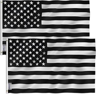 Anley Paquete de 2 Fly Breeze Bandera Americana en Blanco y Negro de 3x5 pies - Color Vivo y Resistente a la decoloración UV - Encabezado de Lienzo y Doble Costura - Banderas