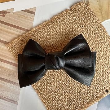PU Leather Bow Hair Clip, Korean Style Hairpin, Hair Accessories Black