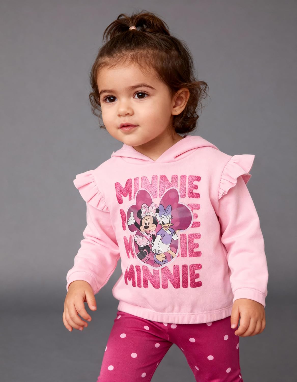 Disney Minnie Mouse Girls’ Lenticular Fleece Hoodie and Legging Set with Glitter Detail, 2-Piece Outfit - Image 5