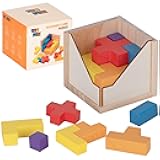 Zen Fun Montessori Toy - 3D Wooden Brain Teaser Puzzle - Colorful Puzzle Cube for Kids Ages 5-7 and Mind Puzzle for Adults (20 and 40 Pieces)