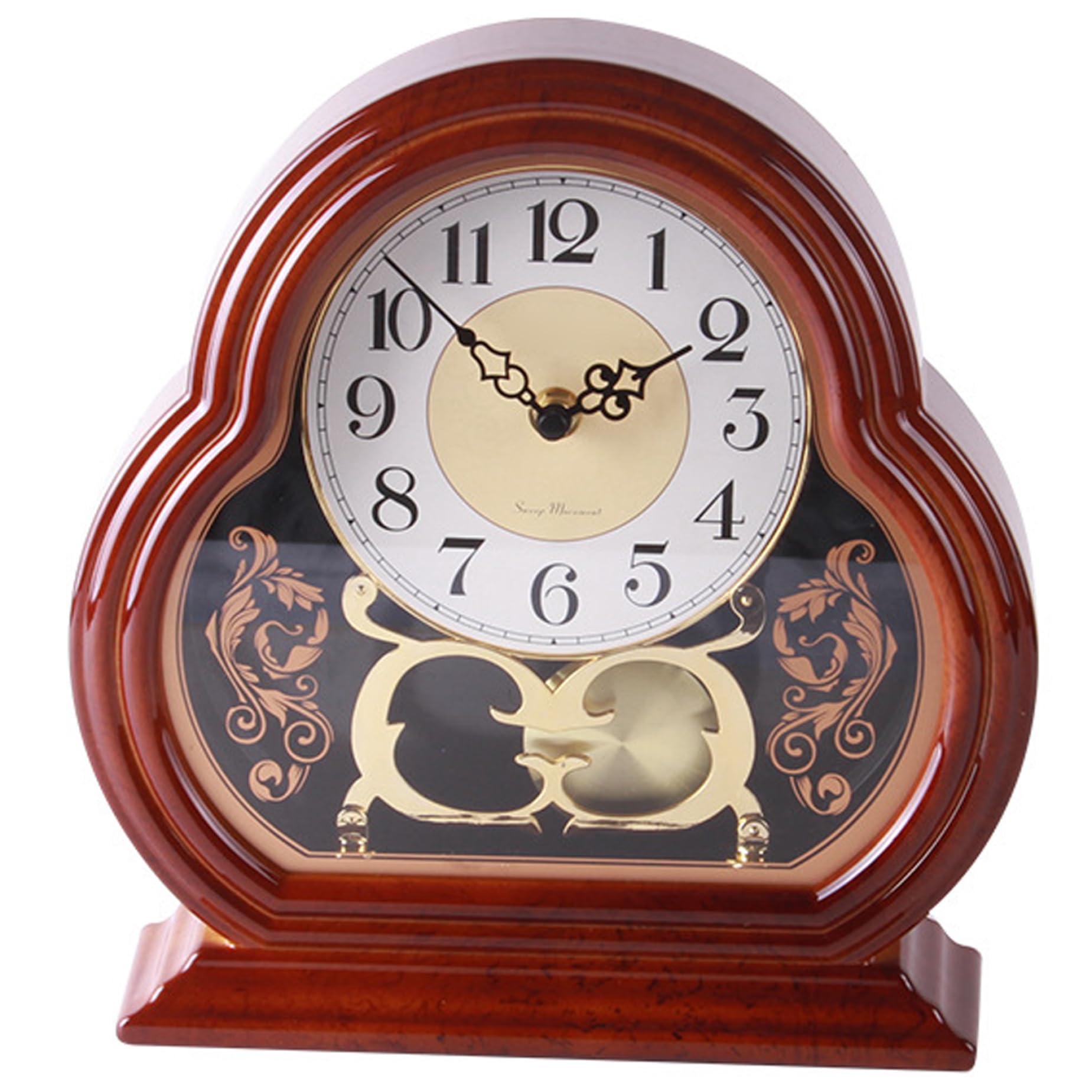 Relojes de sobremesa para sala de estar, relojes de sobremesa para sala de estar, reloj de repisa silencioso, reloj de mesa de madera de nogal vintage, funciona con pilas con péndulo oscilante para u