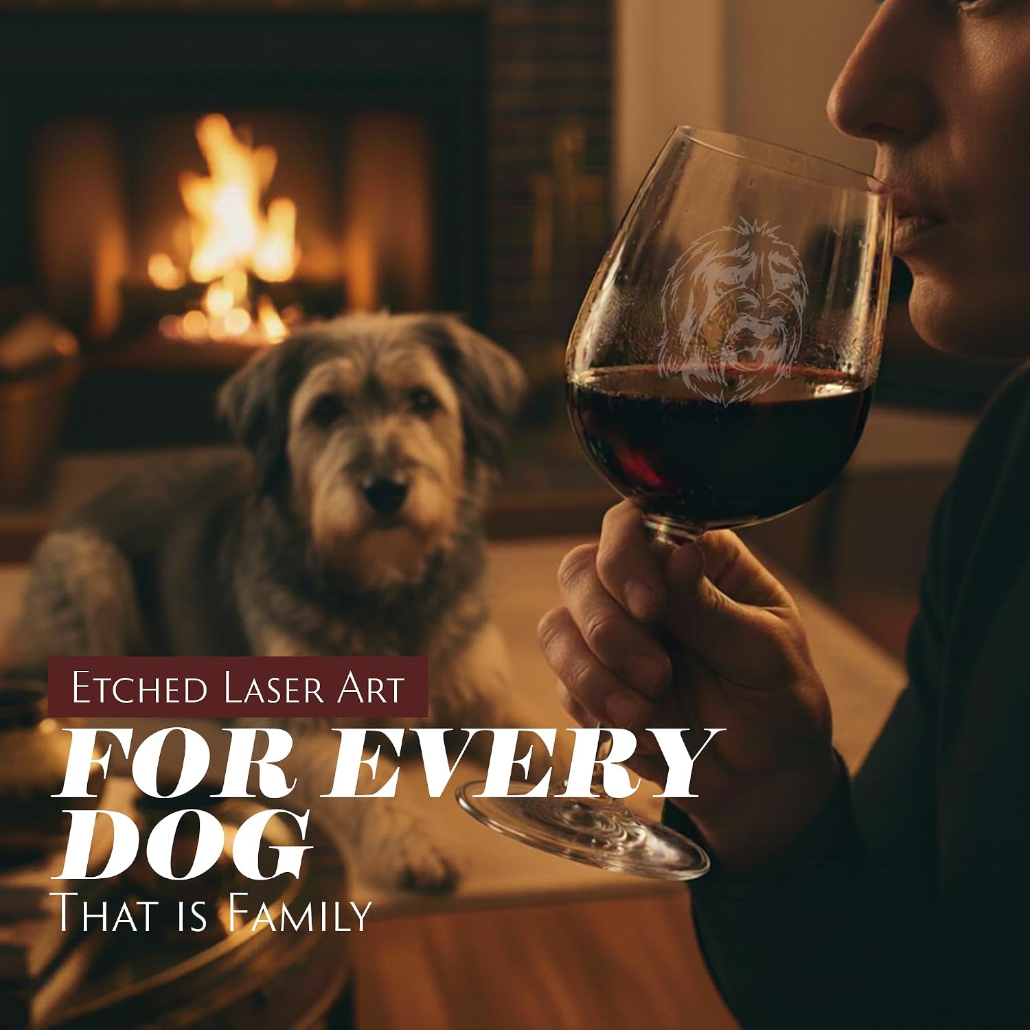 Cao da Serra de Aires Dog Themed Etched 12.75oz Wine Glass