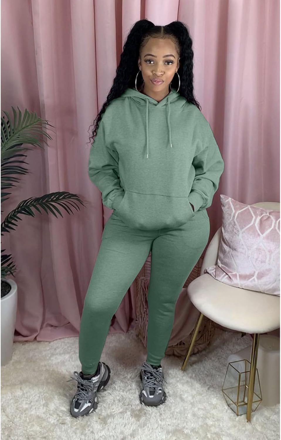 Alunzoem Sweatsuits for Women Set 2 Piece Jogging Outfits Long Sleeve Hoodie Sweatshirt Sweatpants Tracksuit - Image 4