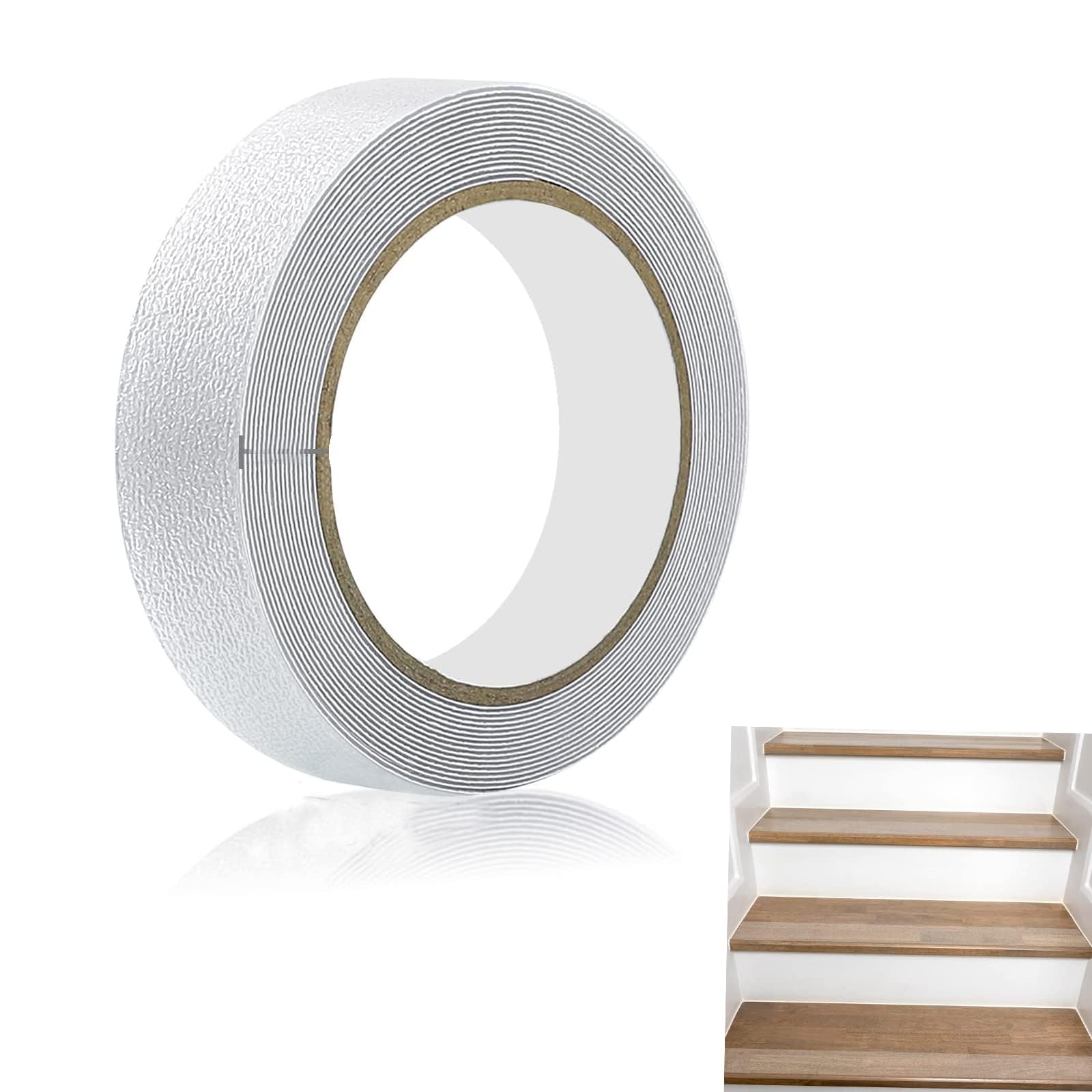 Azonee Anti Slip Grip Tape, Transparent, 2.5CM x 5M, 1 Roll, Waterproof Safety Non-Slip Traction Tape for Stairs, Outdoor Indoor, Steps, Tubs, Boats