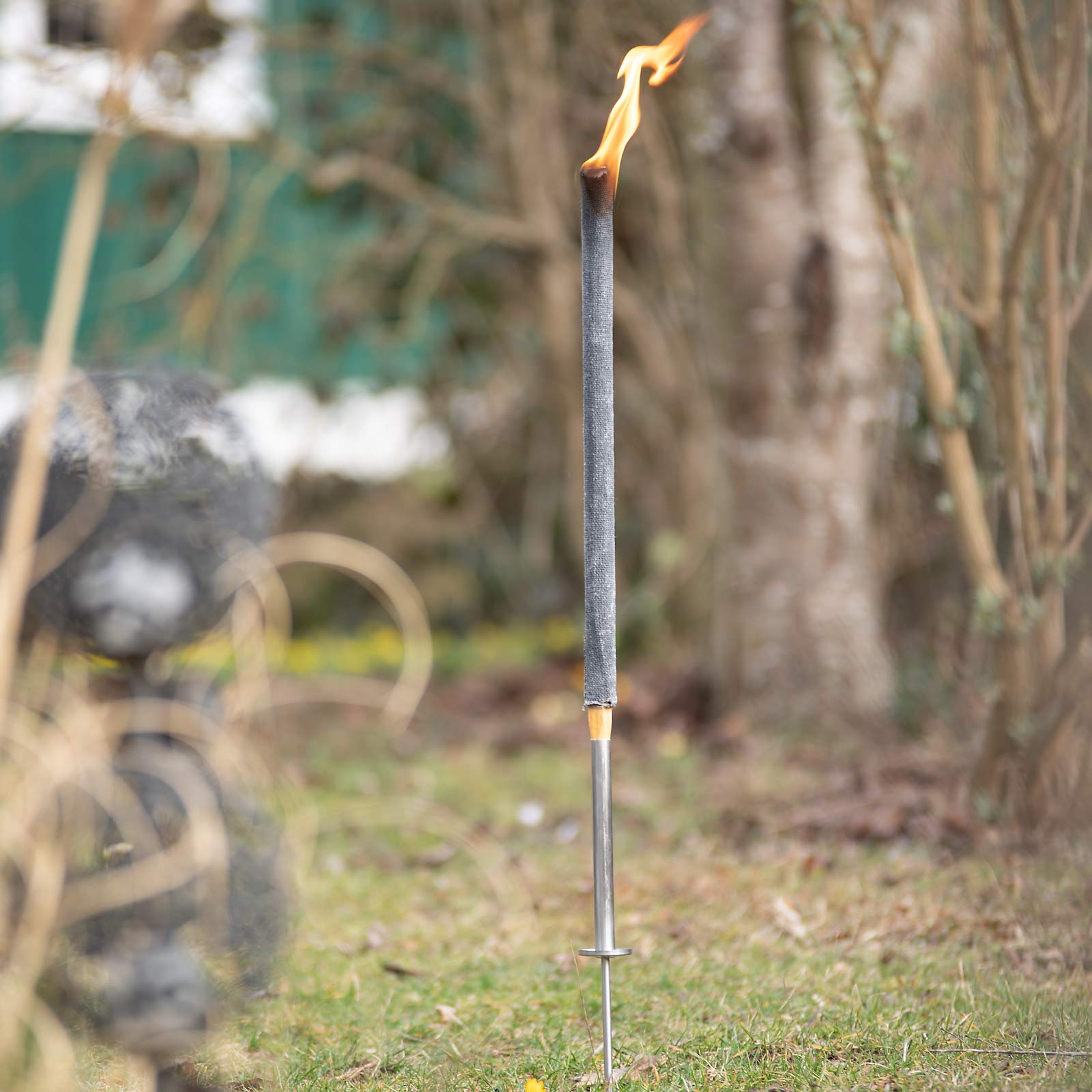 Hussala Amalfi Fackelhalterung für Wachsfackeln im Garten, Edelstahl, 5 Stück