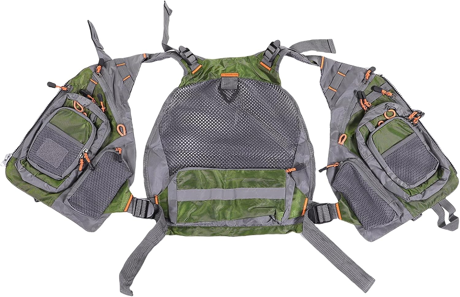 Fishing Vest Outdoor Adventure Vest Fishing Lightweight Mesh Adjustable Quick Dry Multi Pocket with Breathable Shoulder Pads for (Green)