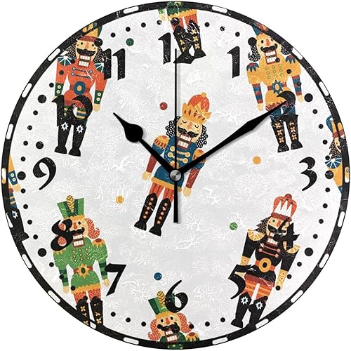 xigua Reloj de pared de cascanueces de Navidad, silencioso sin tictac de 10 pulgadas, funciona con pilas, reloj fácil de leer para el hogar, cocina,