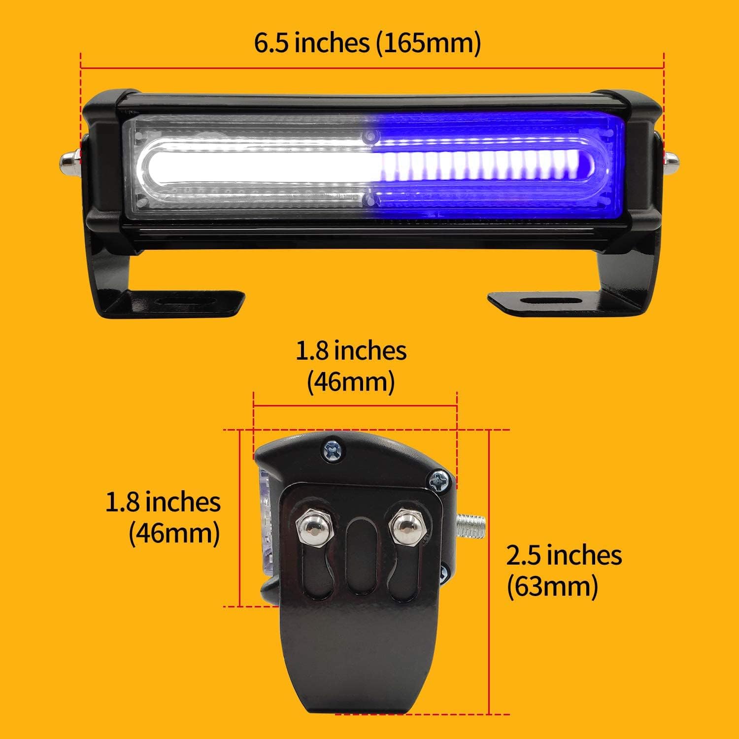 Emergency Strobe Lights for Vehicle, 4 in 1 LED 32W Surface Mount Emergency Warning Hazard Flashing Strobe Light Bar, Roof and Side Installation for Off Road Vehicle, ATVs, Truck (White Blue)