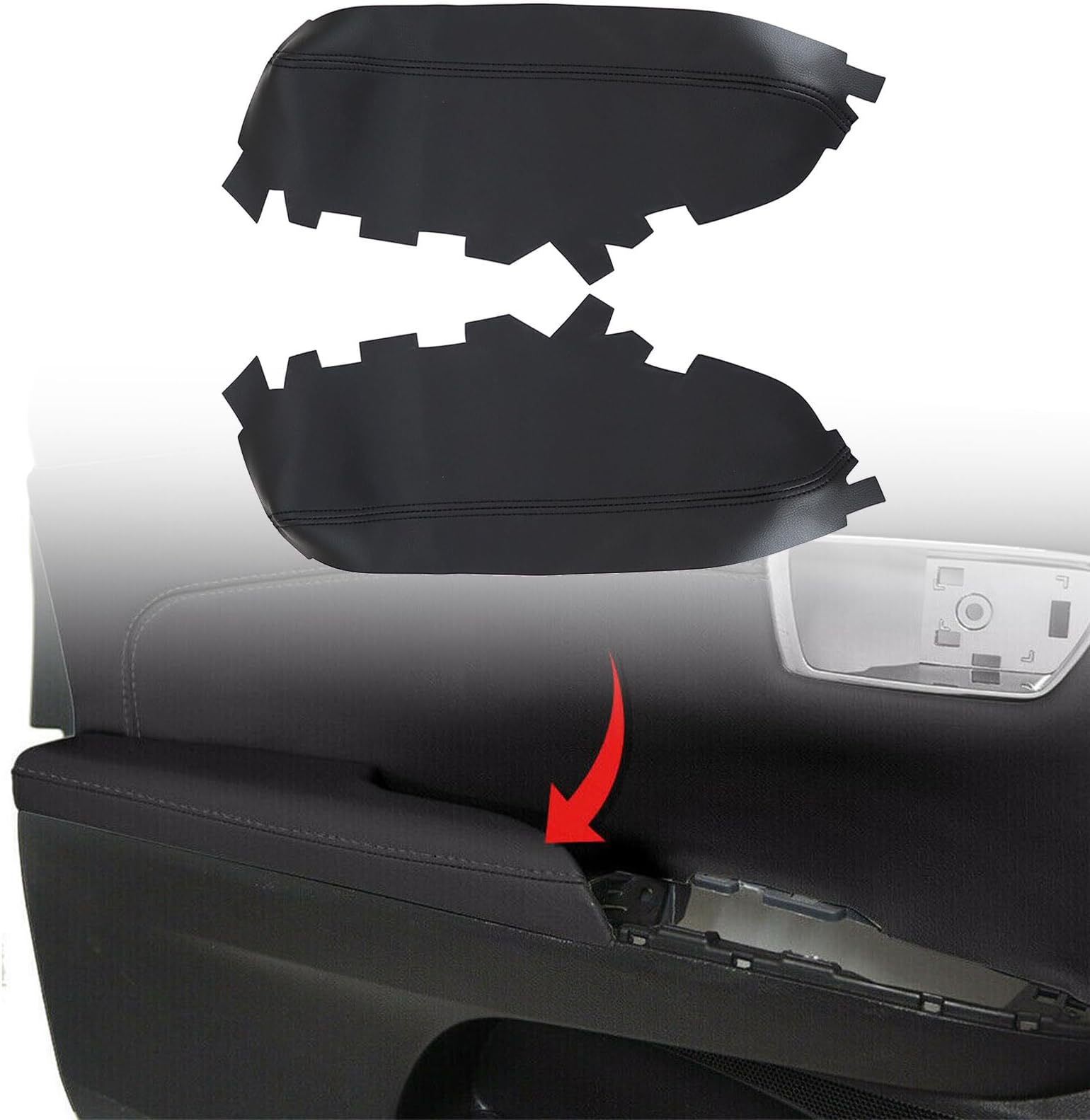 NLQR 2Pcs Front Door Panels Armrest Cover Leather Black