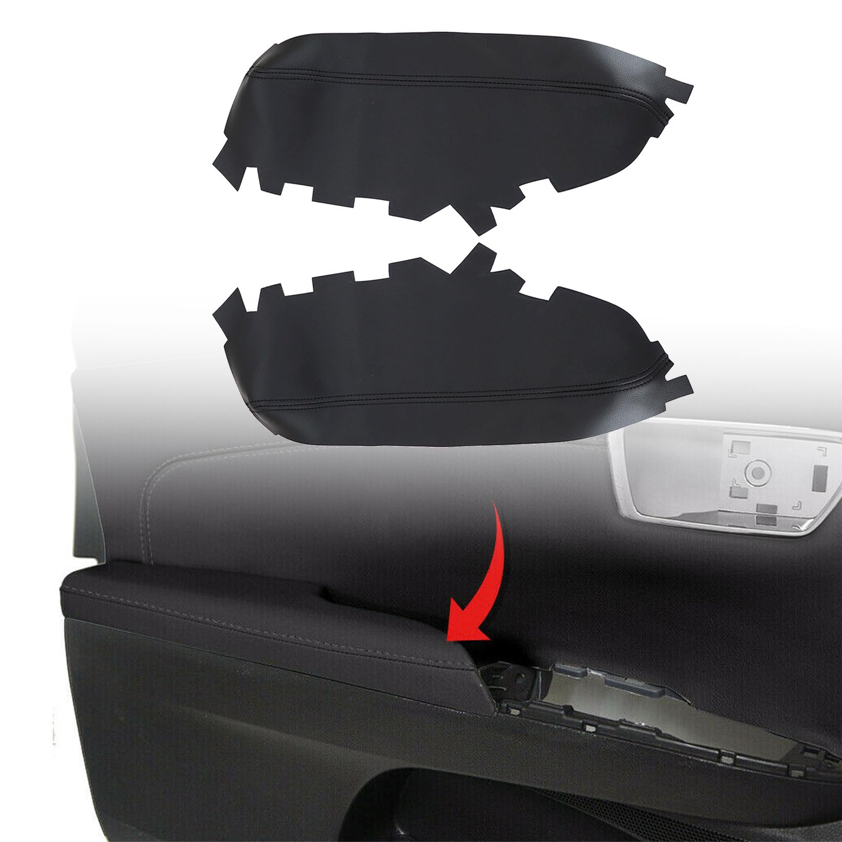 NLQR 2Pcs Front Door Panels Armrest Cover Leather Black Compatible with Toyota Avalon 2013 2014 2015 2016 2017 2018