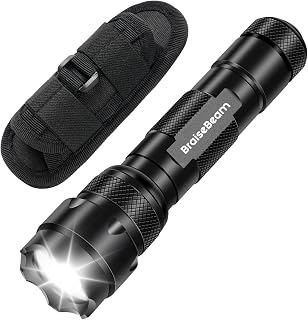 LED Taschenlampe mit Holster, 1000 Lumen Extrem Hell Taktische Taschenlampe, Zoombar & IP67 Wasserdicht, Ein-Modus Handlampe für Camping, Outdoor & Notfälle - Batterie Nicht Enthalten
