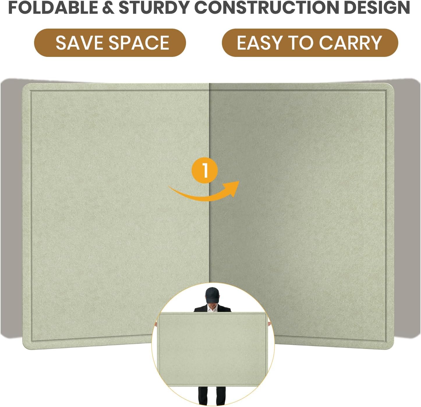 Bulletin Board, 36 X 24 inches Cork Board with 20 Pushpin, Felt Cork Board Notice Pin Board, Self-Adhesive Vision Board Mood Board Foldable Photo Board for Wall - Sage Green