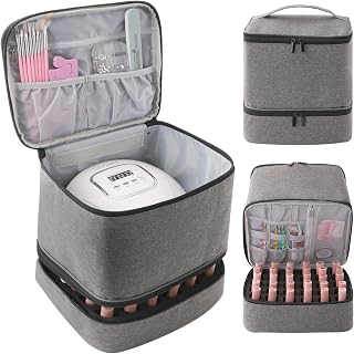 Travel Nail Polish Organizer, Holds 30 Bottles (15ml), Double-layer Nail Polish Carrying Case, Large Capacity Portable Storage Bag for Nail Varnish and Manicure Set