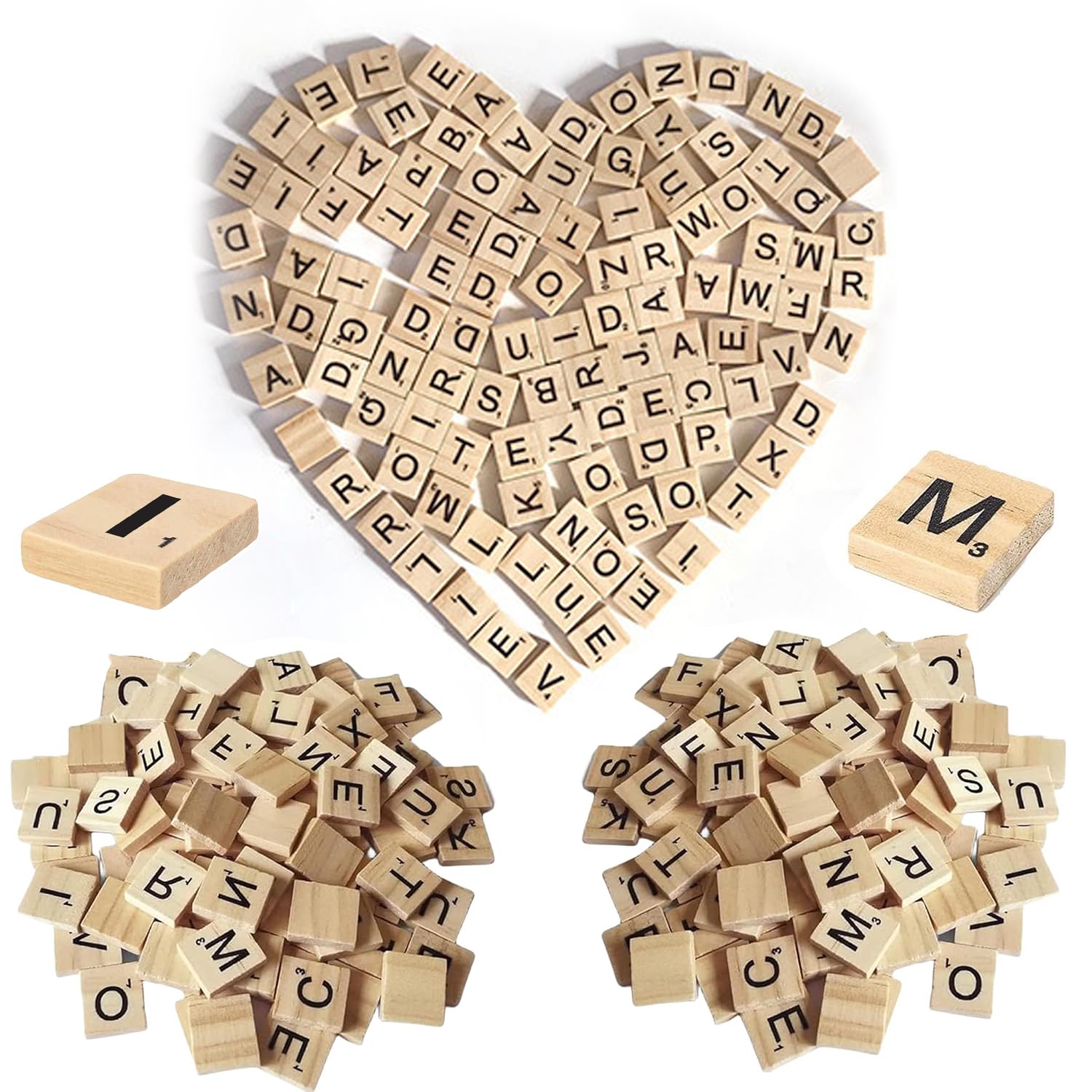 Uskerb 200PCS Wood Letter Tiles - Wooden Alphabet Letters for Crafts, Travel, Scrapbook Accessories, and DIY Projects - Perfect for Board Games and Personalized Gifts