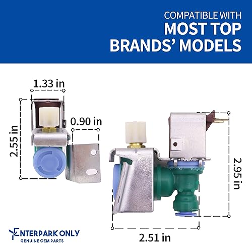 Miniatura 4 de Enterpark W10238100 W10498990 - Pieza de repuesto para válvula de entrada de agua para refrigerador Whirlpool, repuesto WPW10238100 W10498990