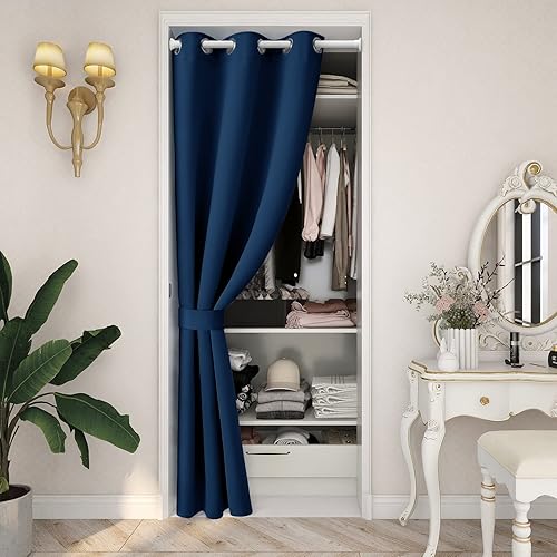 Miniatura 131 de HOMEIDEAS Cortinas de puerta para privacidad de puerta, cortina opaca para puerta de armario para dormitorio, cortinas con aislamiento con lazo