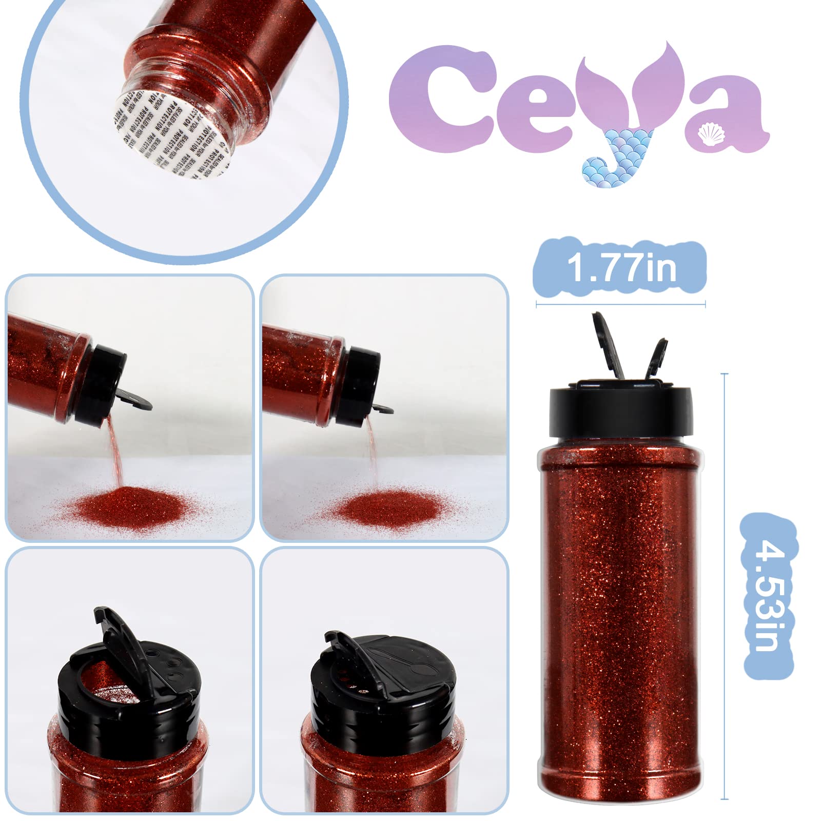 Ceya 100 g ultra drobny brokat w proszku ceglany czerwony brokat 1/325.1 cm 0,2 mm do slime żywica epoksydowa rzemiosło kubek biżuteria zdobienia paznokci festiwal makijaż scrapbookbook malarstwo