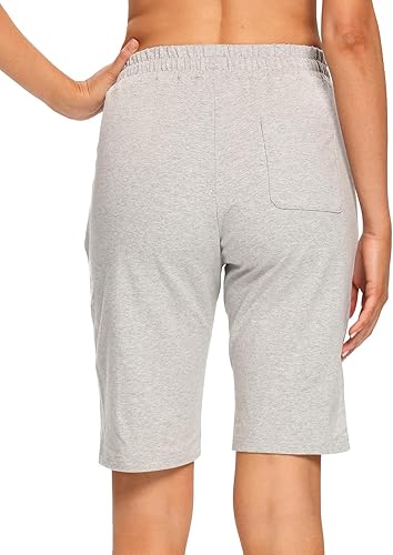 Miniatura 5 de EZRUN - Bermudas para mujer, para entrenar en el gimnasio, pantalones cortos veraniegos de algodón con bolsillos profundos para mujer