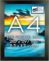 Vista 1 de PFFO - Marco A4 para póster o impresión, marco de fotos negro moderno, 8.27 x 11.69 pulgadas (8.268 x 11.693 in)
