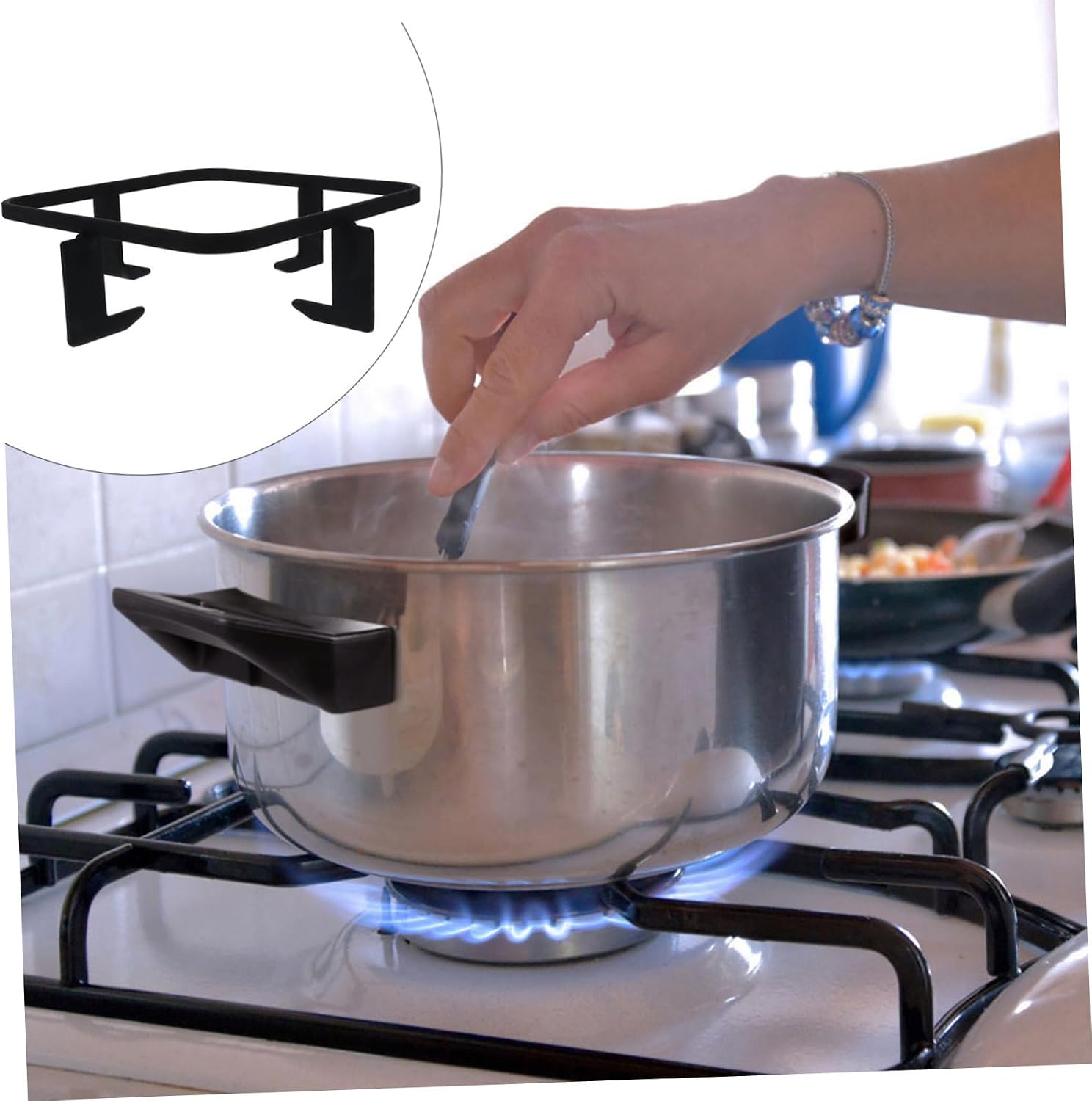 SHOWERORO Cast Iron Gas Stove Rack Non-slip Pan Support Bracket for Even Heating Easy Installation Kitchen Essential