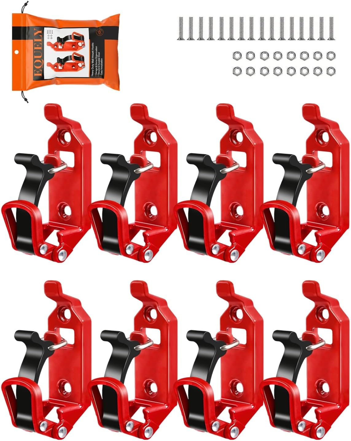 2026 Heavy Duty Metal Rubber Shovel Mount Kit 4/6/8 PCS Holder Clamps Heavy Tool Rack Car Roof Rack Garage Wall Grip Axe Mount Bracket Organizer for Off-Road Camping SUV Truck(Red,8pcs)