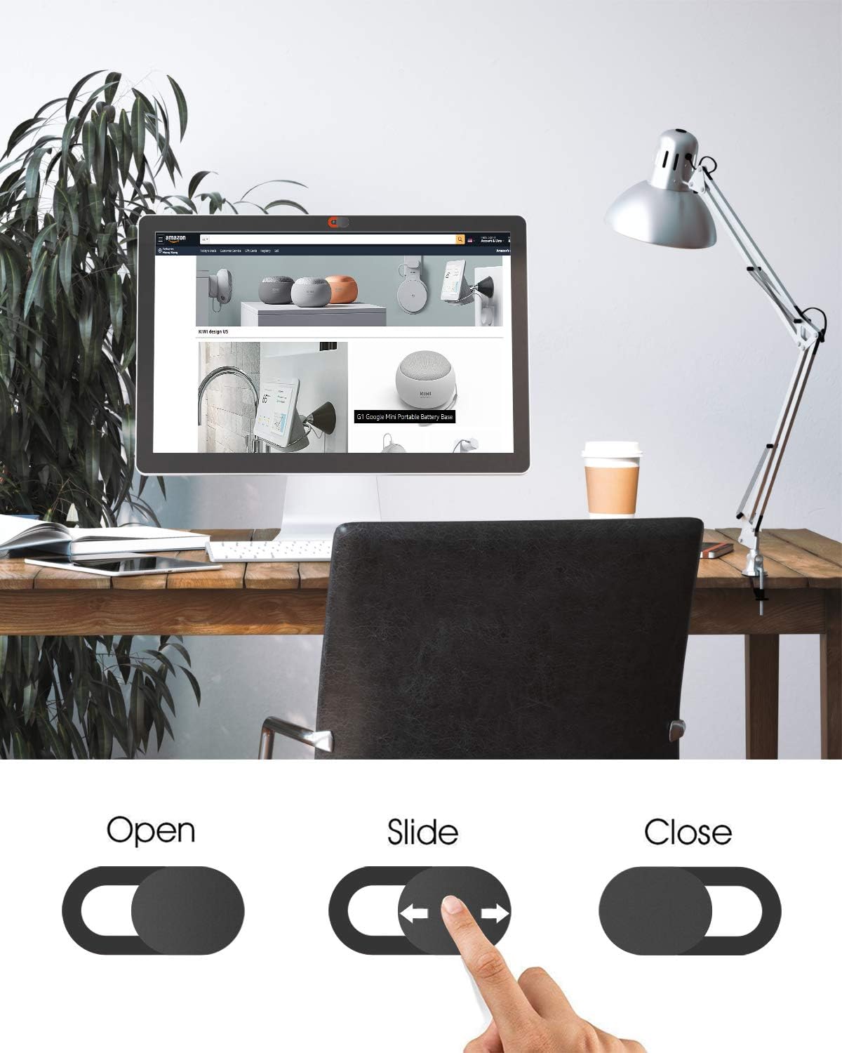 Webcam Cover Slide, KIWI design 0.03 inch Ultra-Thin Web Camera Cover Slide for Laptop Computer Smartphone Mac iMac MacBook Tablet, Protect Your Privacy and Security (4 Red + 4 Black)