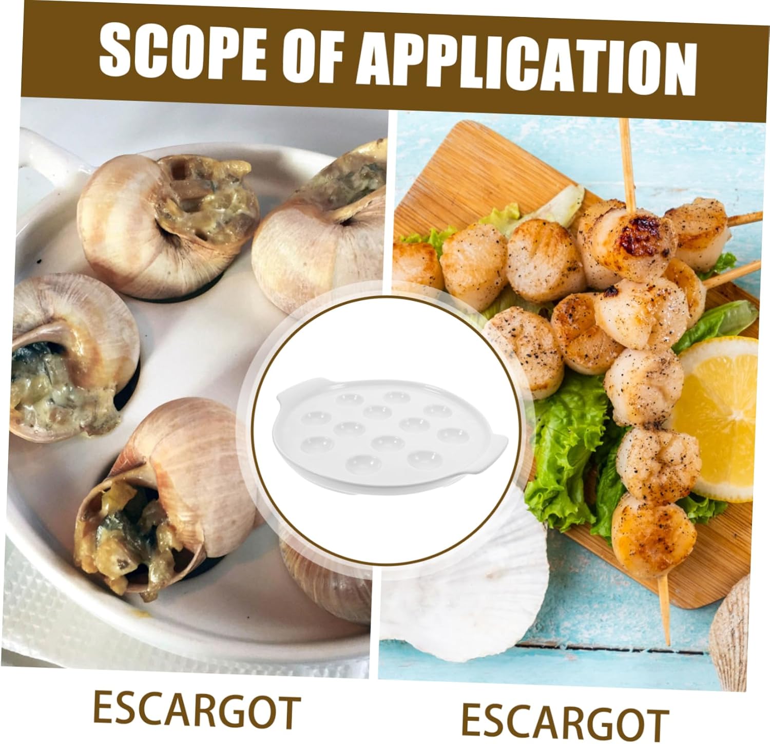 Oven Safe Escargot Baking Dish Ceramic Snail Plate Dual Handles French Style Snail Cookware Versatile for Seafood Mushroom Baker