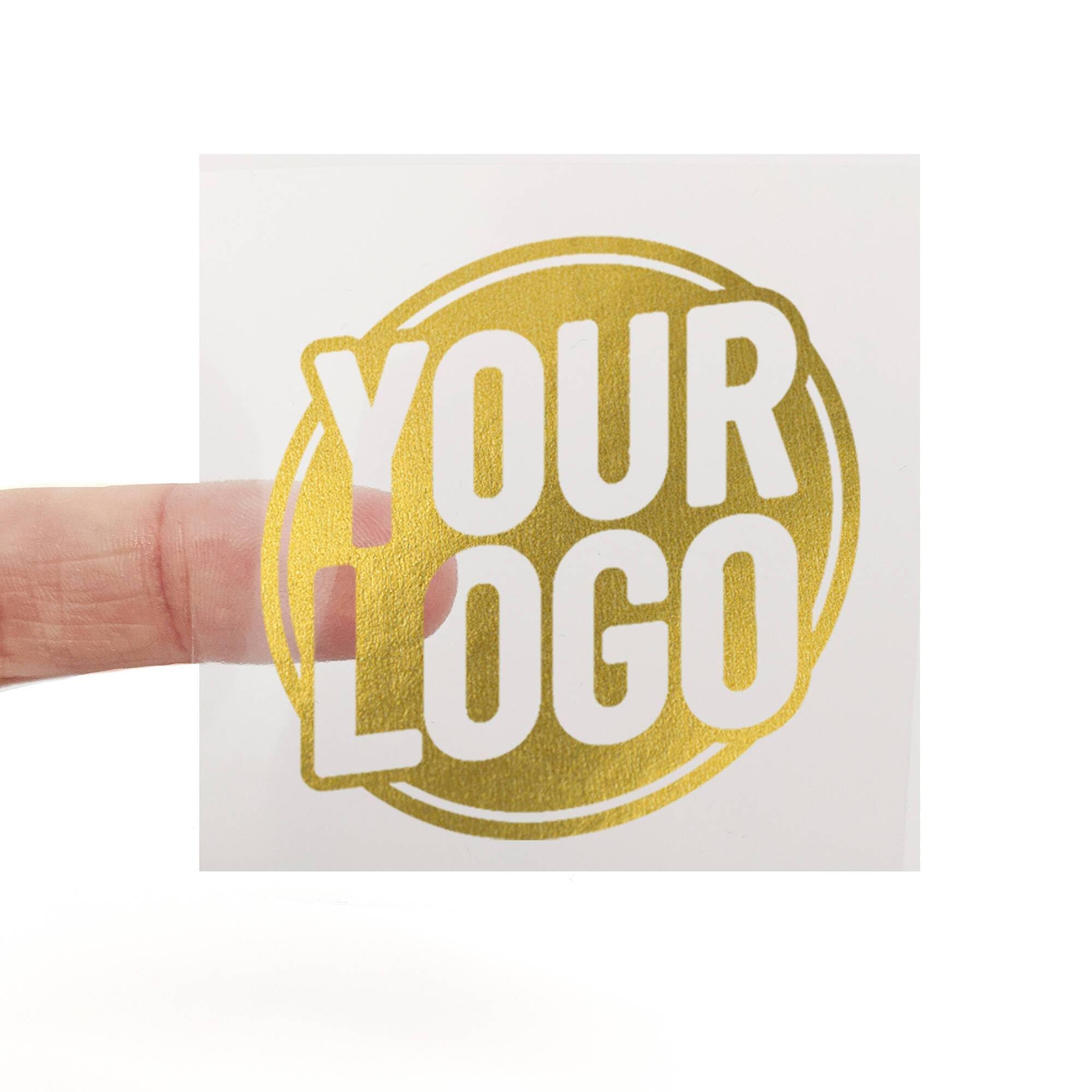 Custom Foiled Stickers - 60mm Transparent Square Labels - Personalised Clear Metallic Logo Stickers - Gold, Silver, Rose Gold, or Rainbow Holographic (Gold, 24 Labels (2 Sheets))