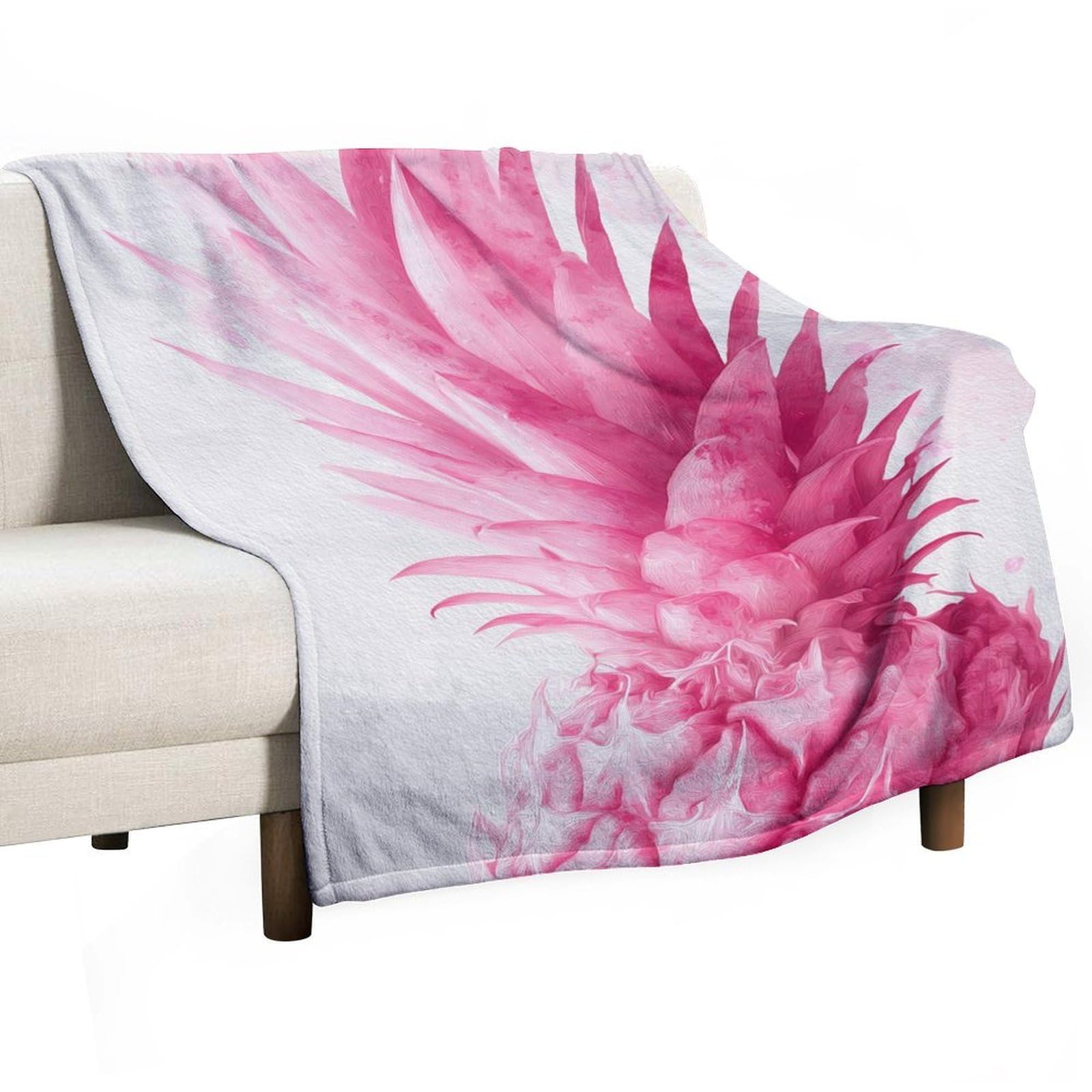 Couverture anti-boulochage rose ananas, plaid durable pour salon
