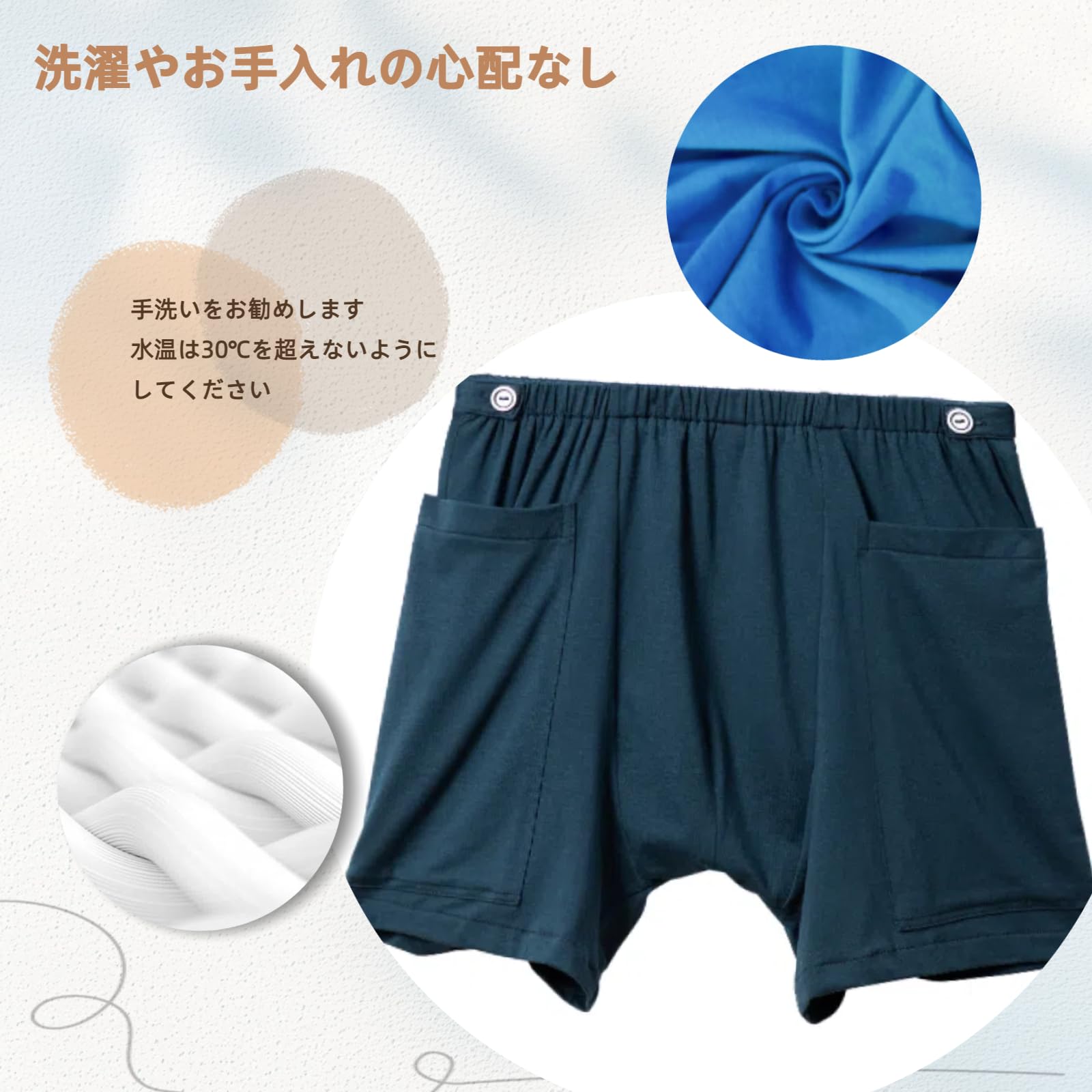 [DURASIKO] 尿袋隠しパンツ 尿バッグ下着 レディース メンズ 尿バッグ収納 高齢者 膀胱患者 介護用 両脇ポケット 採尿 導尿 排尿 術後/リハビリ/介護/病院/家庭/施設 便利グッズ