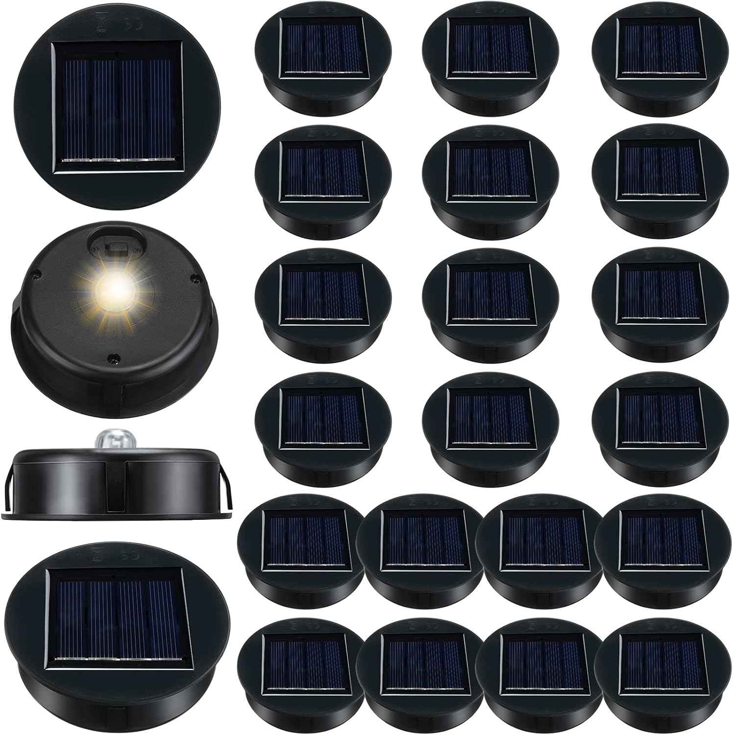 24 Pieces Replacement Solar Light Top Parts Waterproof Warm
