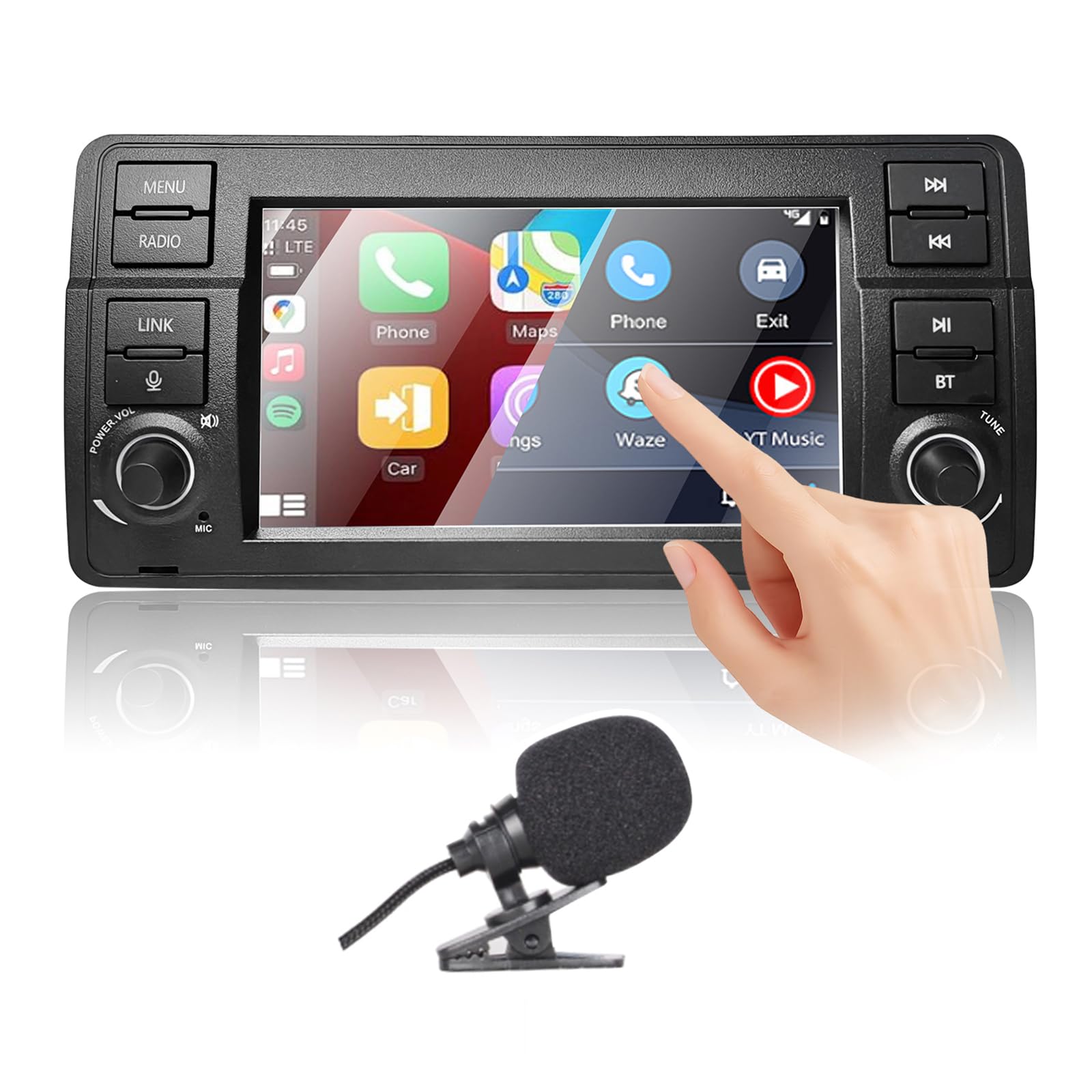 Autoradio per BMW E46 Serie 3 1999-2004 Compatibile con Wireless Carplay e Android Auto, radio touchscreen da 7 pollici/Bluetooth/FM/AM/USB/DSP/RSP/RDS/SWC/Mirror Link