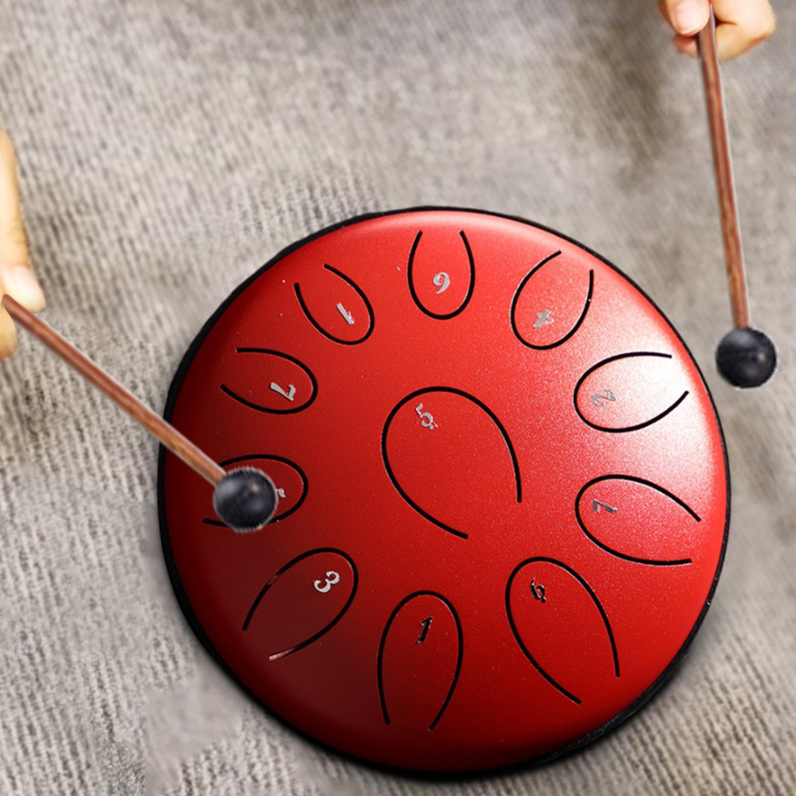 Stahlzungentrommel 11 Noten 6 Zoll Scheibentrommel Stahl Zunge Schlagzeuger Stahlzungen-Trommel Percussion Instrument Hand Pan Drum,Handpan Steel Tongue Drum Meditationstrommel Für Klangheilung