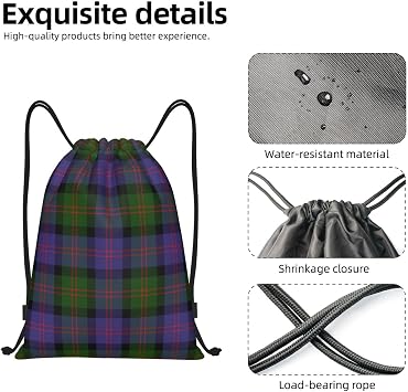 Drawstring Backpack String Bag Selkirk Tartan Sackpack for Sports Gym Smal