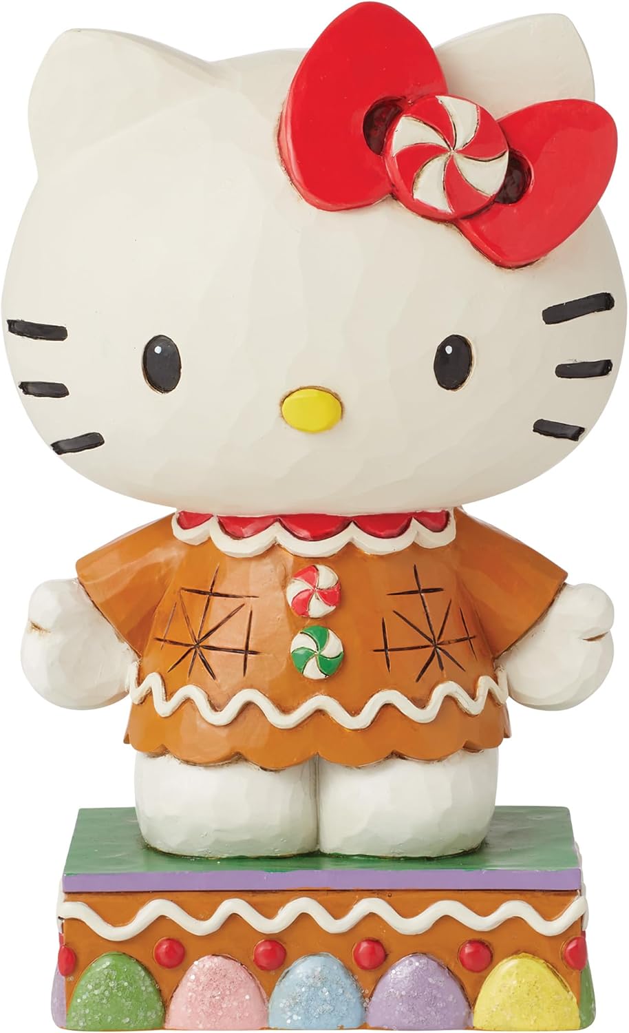 Enesco Sanrio by Jim Shore Hello Kitty Dressed in Gingerbread Figurine- Stone Resin Hand Painted Crafted Collectible Hello Kitty Figurines Christmas Home Decor Statue, 5 Inch