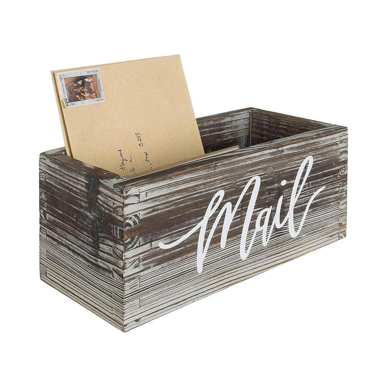 Colcolo Porte-courrier, organiseur de dossiers, porte-enveloppes en bois rustique compact, organiseur de lettres pour comptoir, clés, cahiers, bureau, A