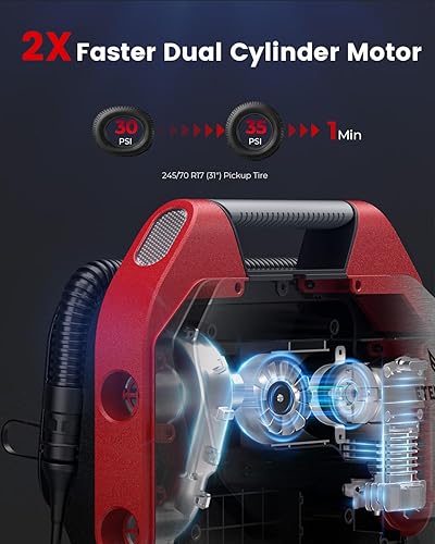 Miniatura 2 de ETENWOLF Vortex S6SE - Inflador de neumáticos inalámbrico, compresor de aire portátil, bomba de aire de 160 PSI para neumáticos de automóvil con