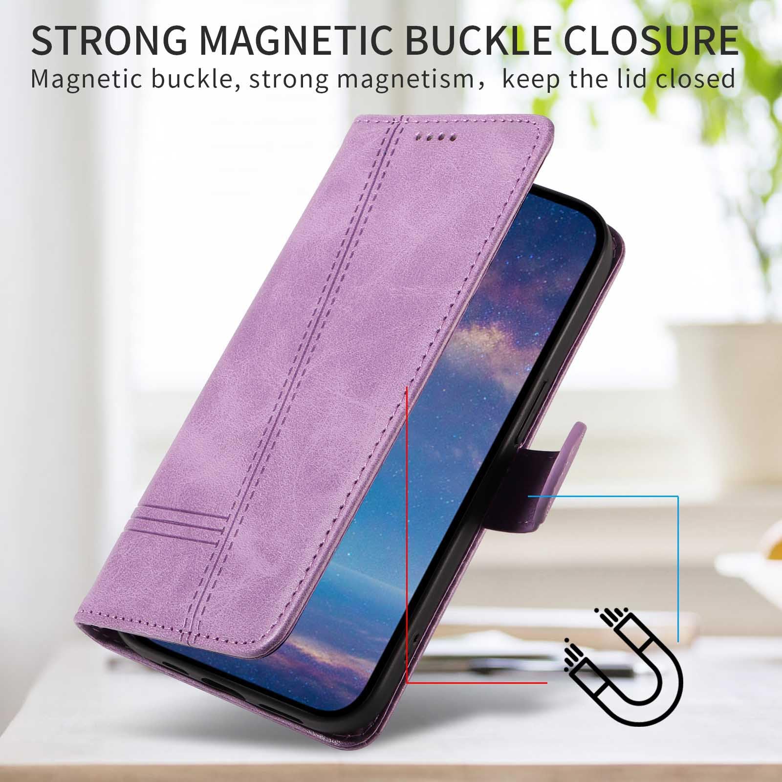 Etui z klapką do telefonu Samsung Galaxy S25 Ultra/S25 Plus/S25, skórzane etui portfelowe na telefon z stojakiem na karty, etui foliowe, odporne na wstrząsy, tworzywo TPU wewnątrz, fioletowe,