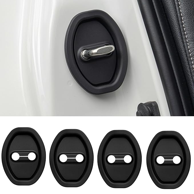 DETACHI Lock Protector 4 PCS Silicone Latch Cover, Shock Absorption Pads, Anti-Rust Universal Guard for Most Cars Car Door Lock Cover, Door Trim, Bumper & Sill Protector