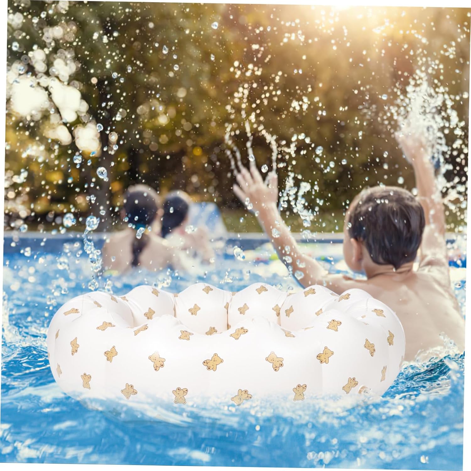 Small Inflatable Bathtub PVC Round Swimming Pool Blow Up Pool Summer Fun Reusable Foldable Inflatable for Outdoor and Indoor Use