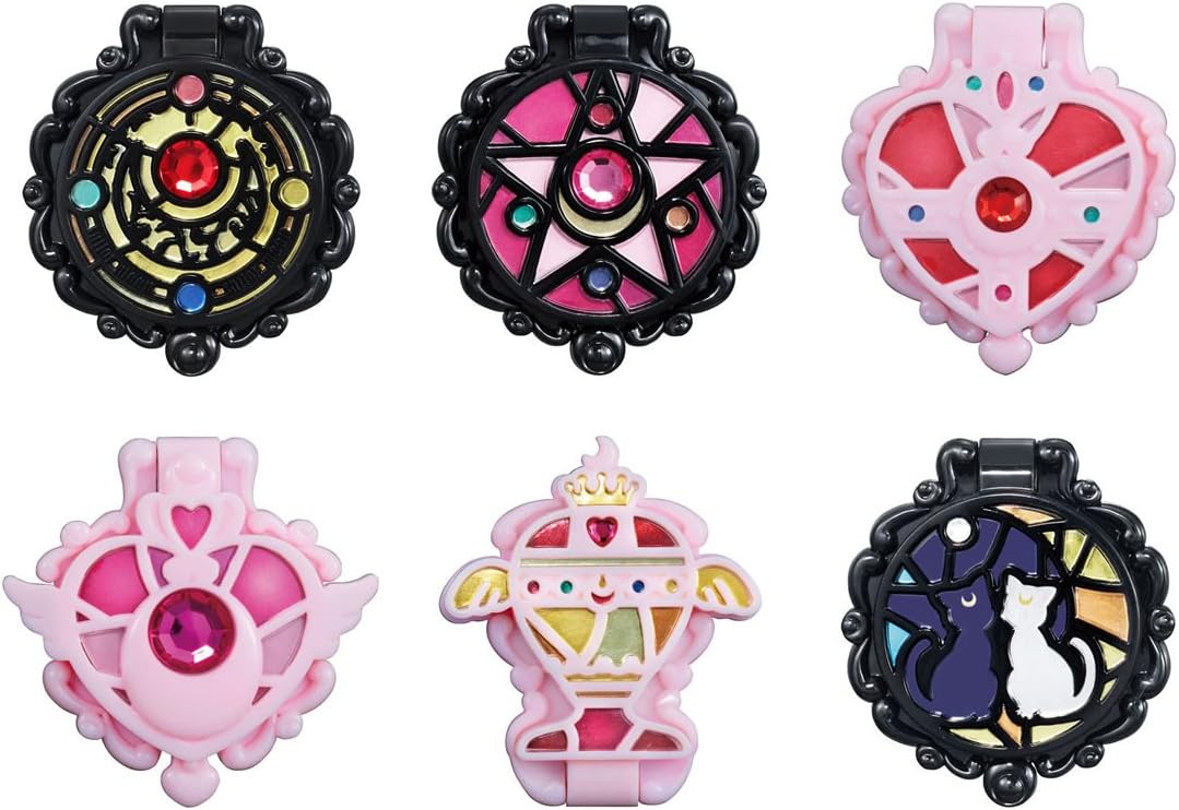 BANDAI Gashapon Sailor Moon Stained Mirror Set (6 Mirrors, Wall Mount, Mirror Set, 2.95 x 5.2 x 2.76 inches)
