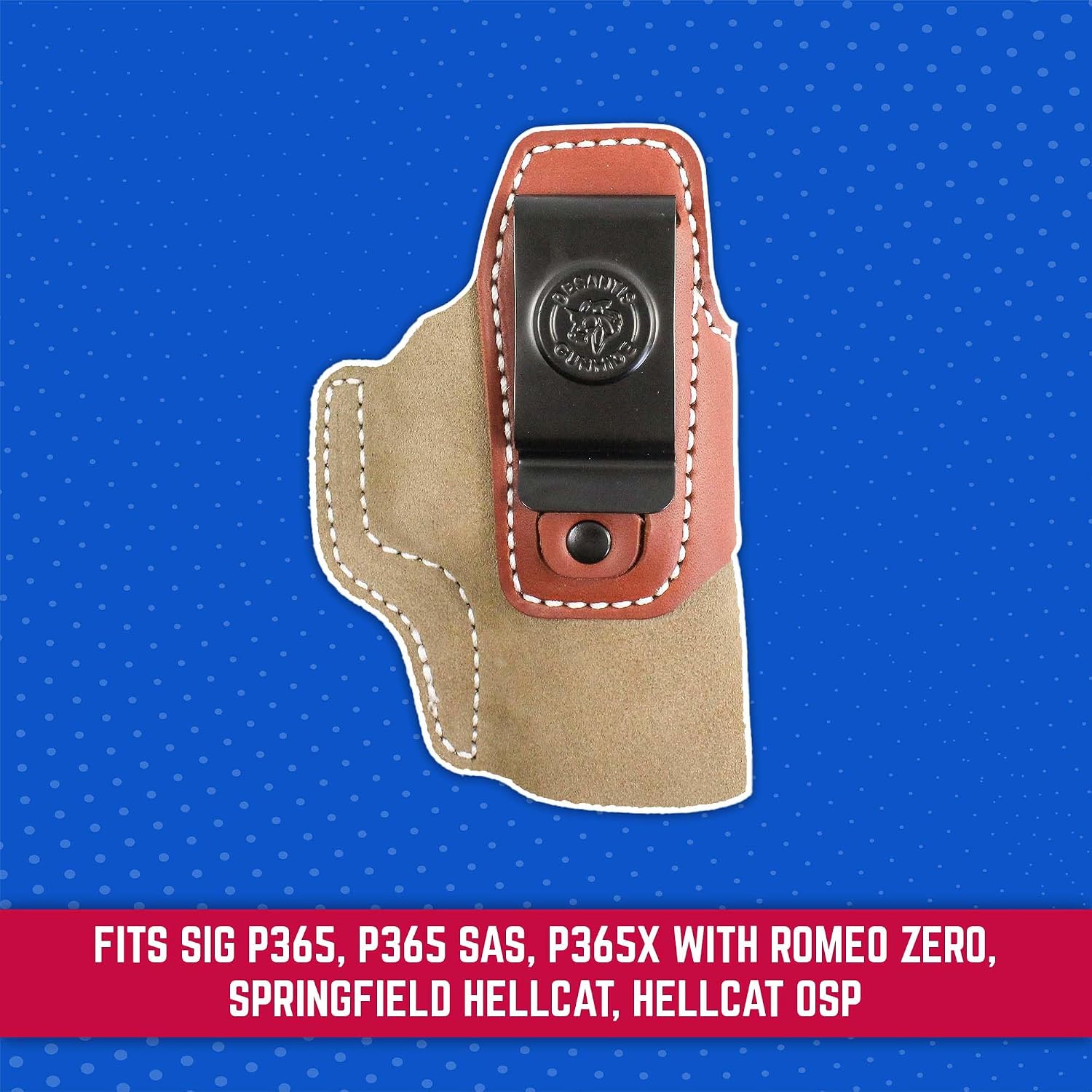 DeSantis Transit IWB Gun Holster- P365 Holster, Concealed Carry, Leather Holster IWB for Pistols, Fits the SIG P365, P365 SAS, P365X w/ ROMEO ZERO, Springfield Hellcat, Hellcat OSP - Ambidextrous, Tan