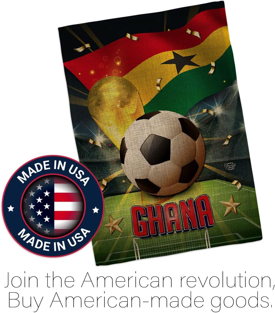 FIFA World Cup 2022 Team Ghana Flag Outdoor Home Decor Burlap Banner Room Wall Art Patio Porch Lawn Club Bar Decorations Tapestry Yard Sign Sports Fan Trophy Game Champion Soccer Gifts Made In USA