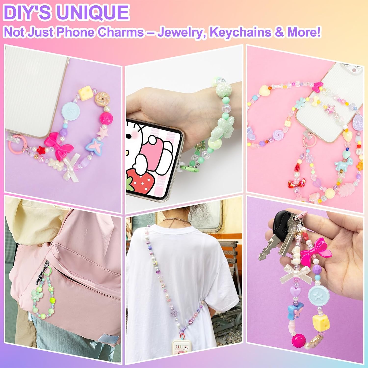 XSEINO About 1000pcs Acrylic Beads for Bracelet Making,Star Heart Flower Butterfly Candy Gummy Bear Kawaii Aesthetic Cute Beads for Jewelry Making DIY Necklace Keychain Phone Charms Crafts​