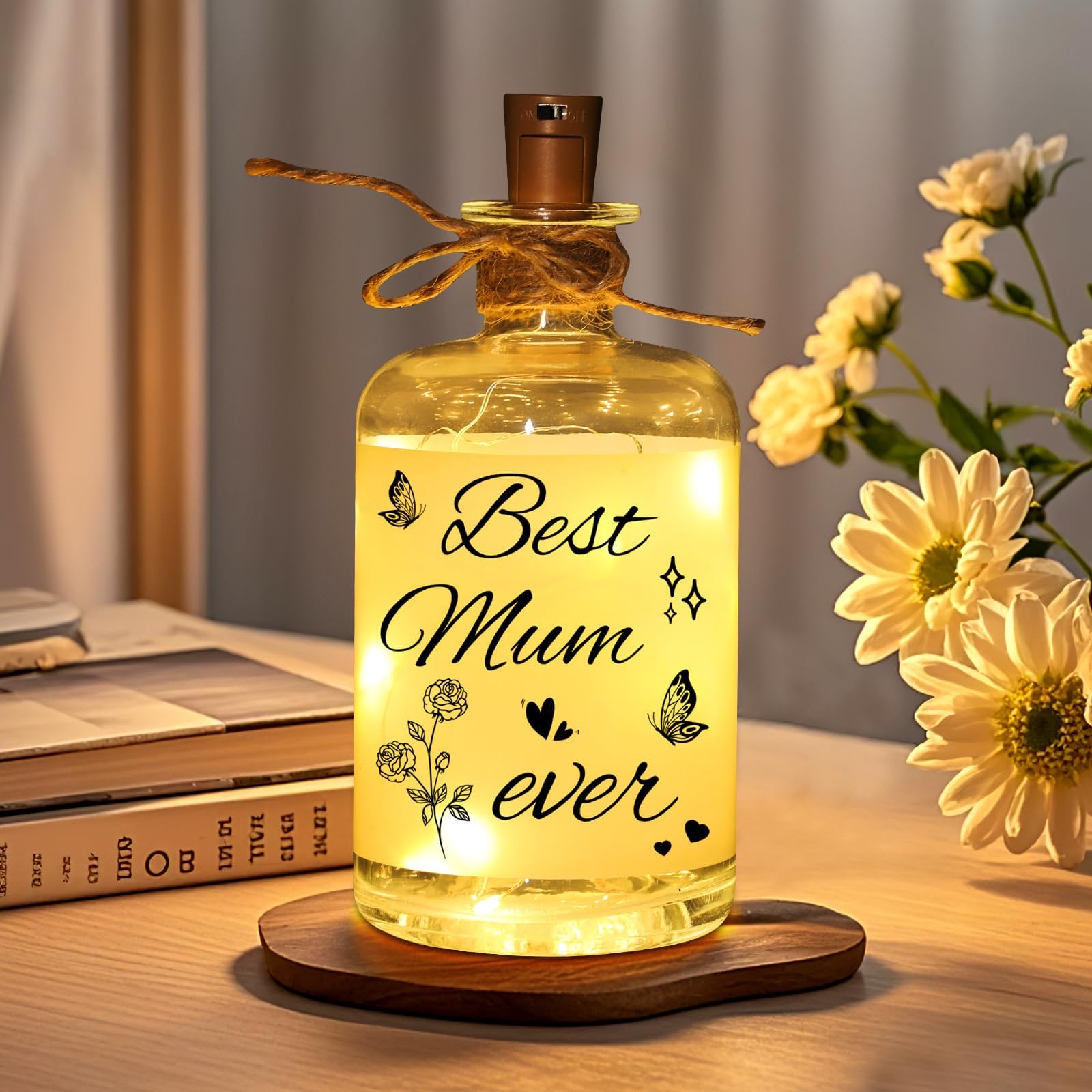Linkax Birthday Gifts for Mum, LED Bottle Decorative Light with Saying Best Mum Ever, Thank You Mothers Day Gifts for Mom, Nan, Nanny, Nana, Mummy