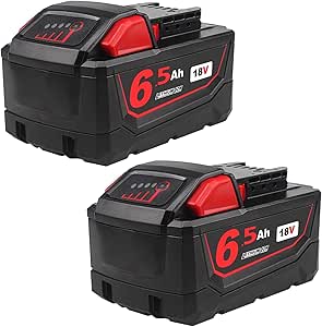 2 Pack 6.5Ah 18V Battery Replacement for Mil-Waukee M-18 Battery 48-11-1852 48-11-1850 48-11-1862 48-11-1812 Compatible with Mil-Waukee 18V Cordless Power Tools