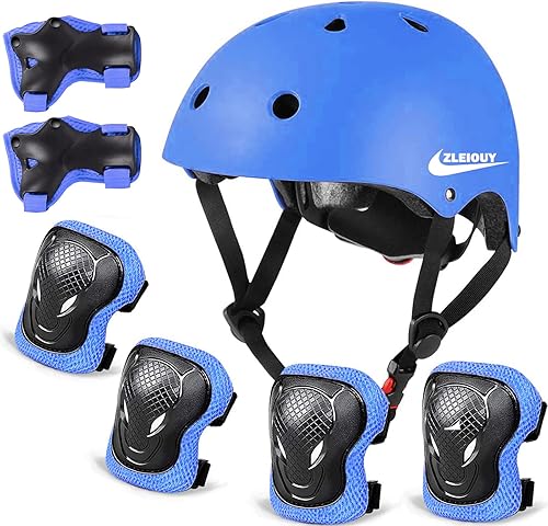 Miniatura 13 de Casco ajustable para niños de 5 a 16 años, niños pequeños, niños y niñas, equipo de protección con rodilleras, coderas y muñequeras para múltiples