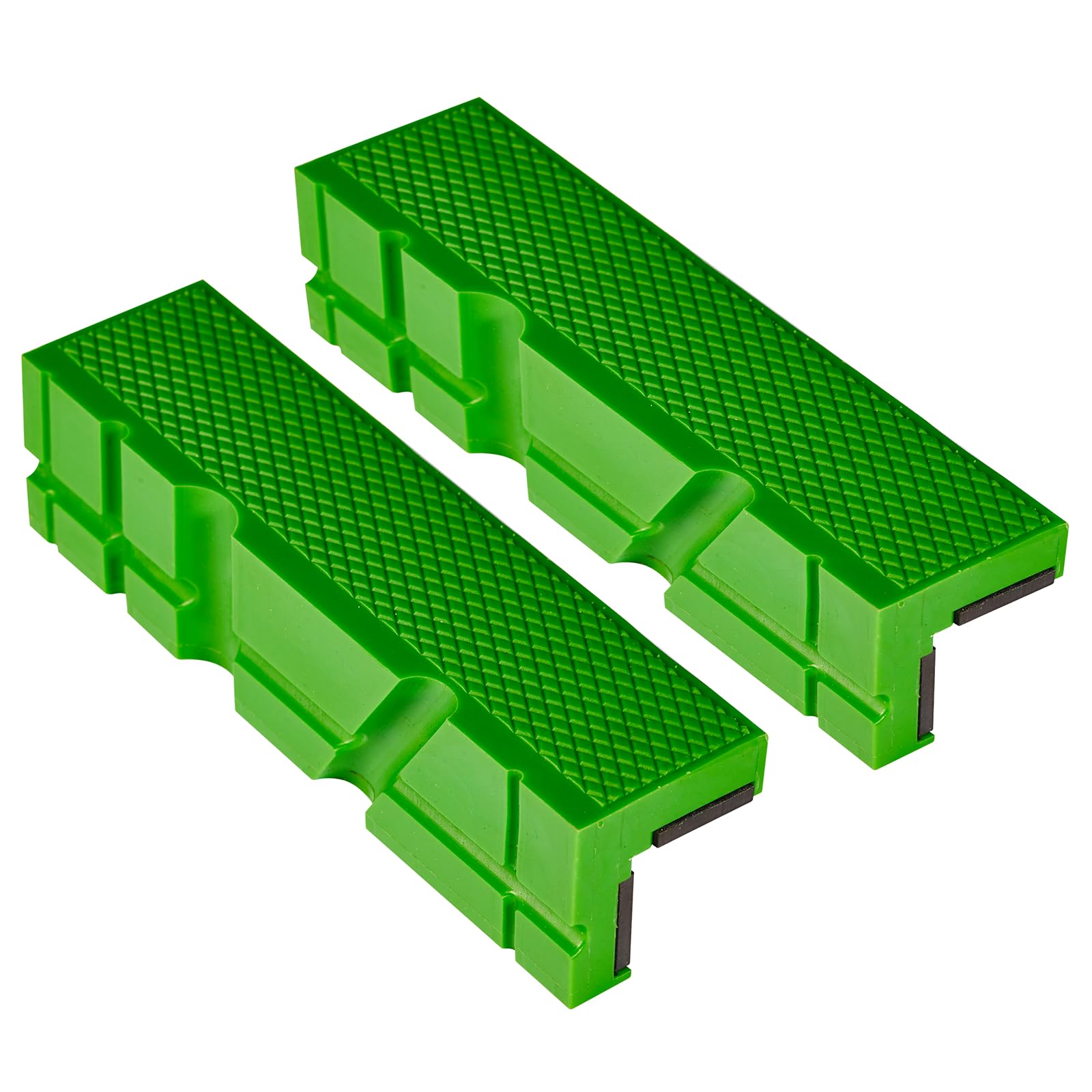 6" TPU Soft Jaws for Bench Vise, Universal Magnetic Vise Jaw Pads, Multi-Groove and Textured Inserts for Clamping Woodworking Metal Plastics, 1 Pair, Green